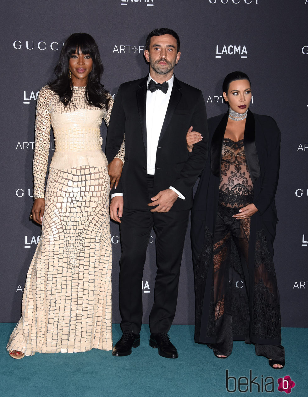 Riccardo Tisci, Naomi Campbell y Kim Kardashian en la Gala LACMA 2015