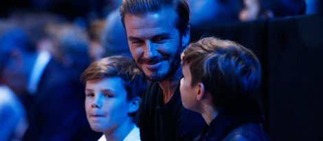 David Beckham, Cruz y Romeo disfrutando de la final de la ATP de Tenis