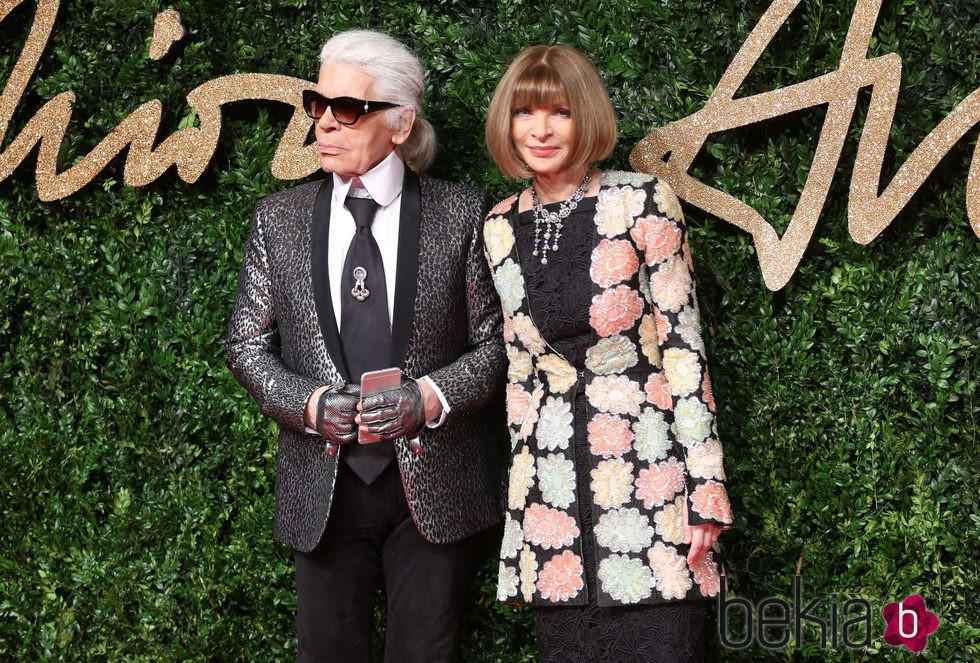 Karl Lagerfeld y Anna Wintour en los British Fashion Awards 2015