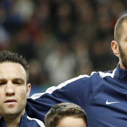 Karim Benzema y Mathieu Valbuena en un partido de Francia en 2014