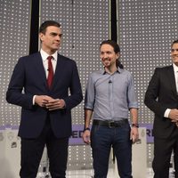 Pedro Sánchez, Pablo Iglesias, Albert Rivera y Soraya Sáenz de Santamaría en el debate a 4 de Atresmedia