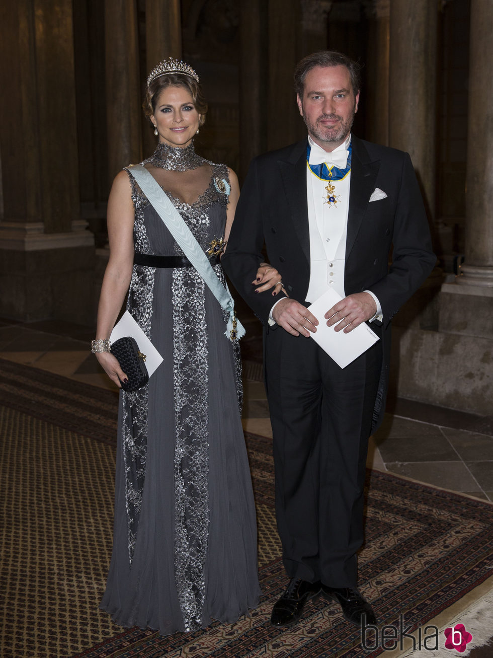 Princesa Magdalena de Suecia y Chris O'Neill en la gala a los premiados del Nobel 2015