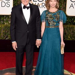 Harrison Ford y Calista Flockhart en la alfombra roja de los Globos de Oro 2016