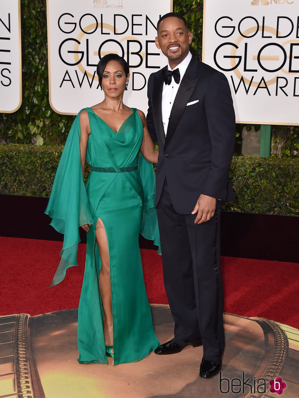 Will Smith y Jada Pinkett Smith en la alfombra roja de los Globos de Oro 2016