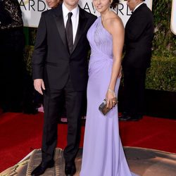 Matt Damon y Luciana Barroso en la alfombra roja de los Globos de Oro 2016