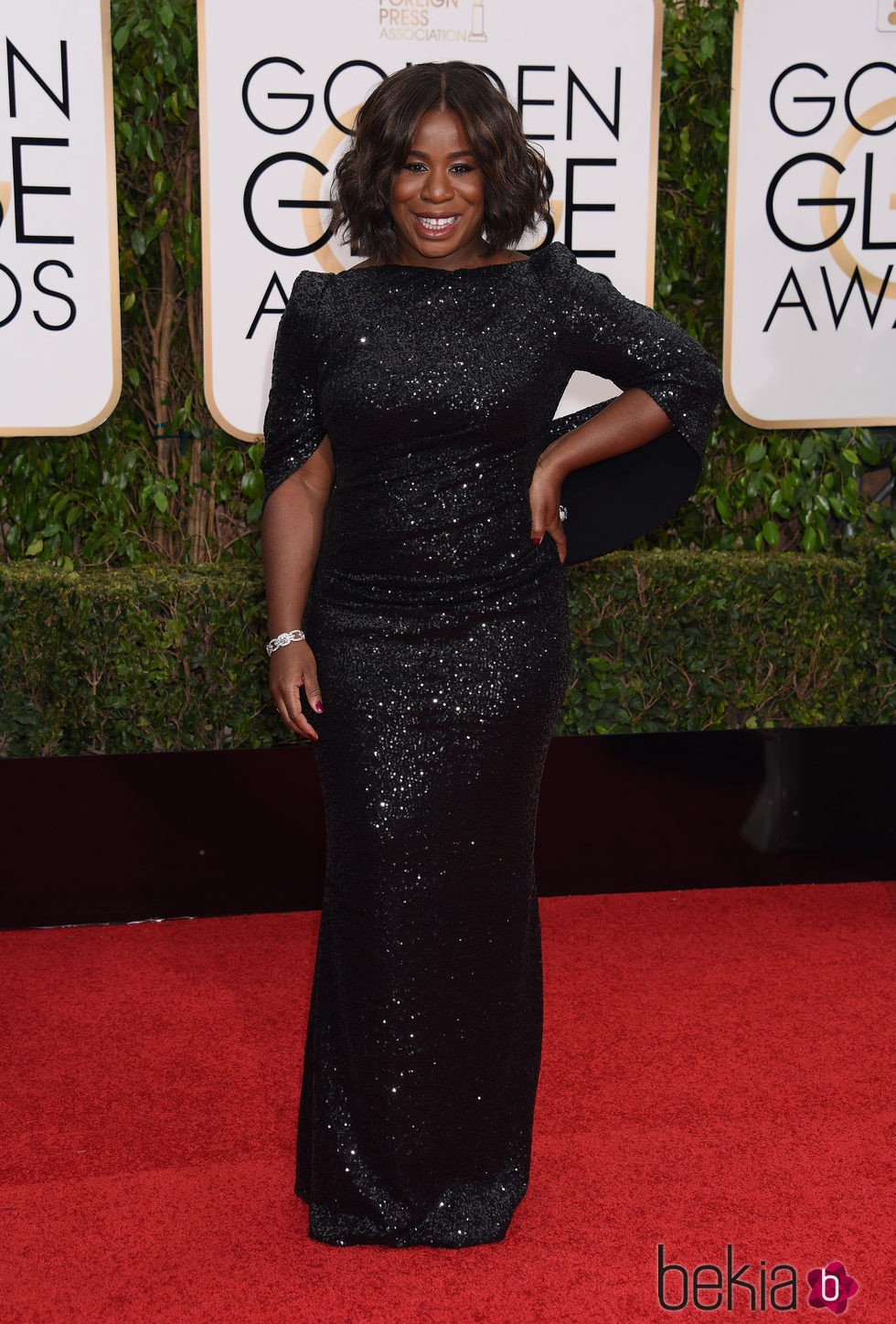 Uzo Aduba en la alfombra roja de los Globos de Oro 2016