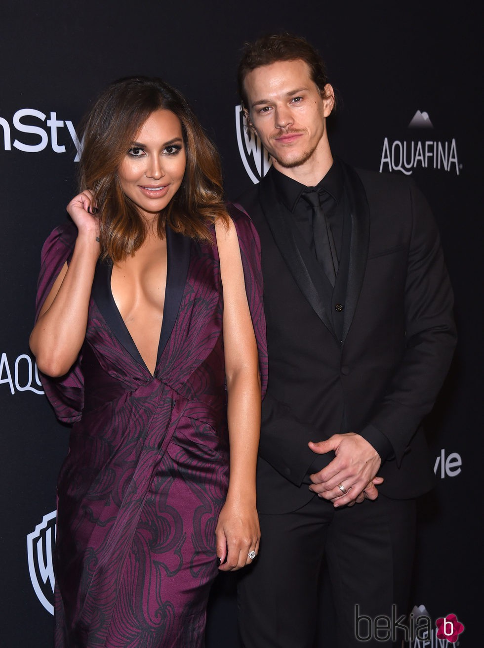 Naya Rivera y Ryan Dorsey en la fiesta de InStyle tras la entrega de los Globos de Oro 2016