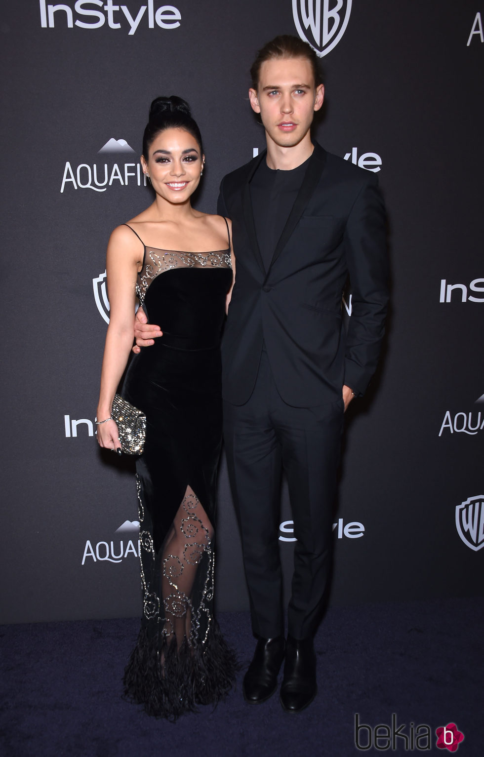 Vanessa Hudgens y Austin Butler en la fiesta de InStyle tras la entrega de los Globos de Oro 2016