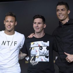 Neymar, Leo Messi y Cristiano Ronaldo en el Balón de Oro 2015