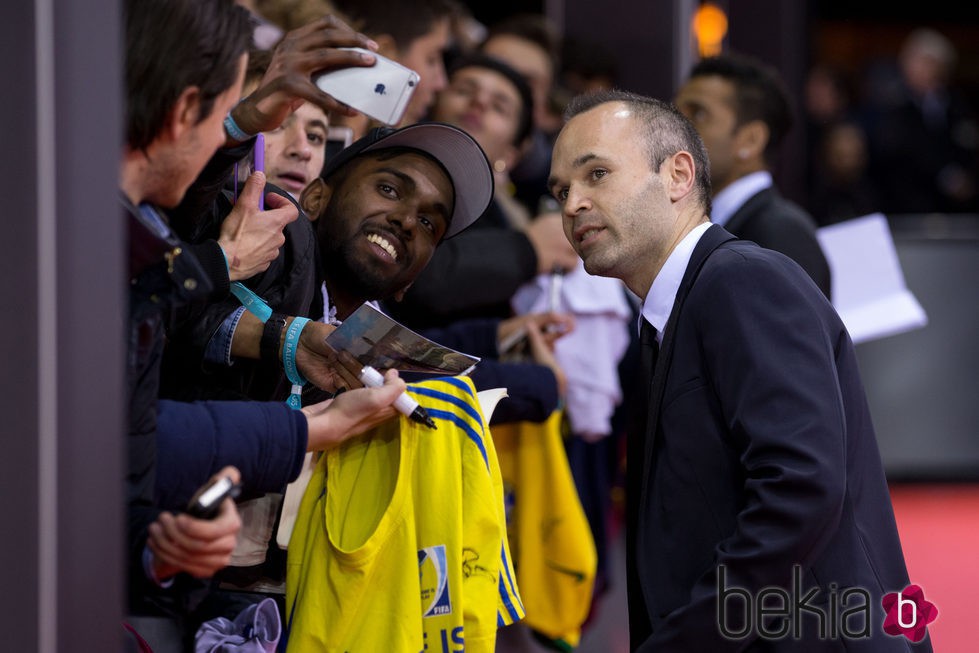 Andrés Iniesta en la entrega del Balón de Oro 2015