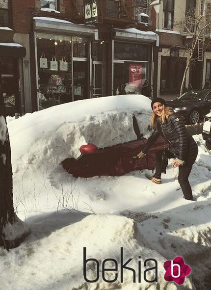 Elsa Pataky disfrutando de la nevada de Nueva York