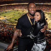 Taraji P. Henson y Kelvin Hayden en la Super Bowl 2016