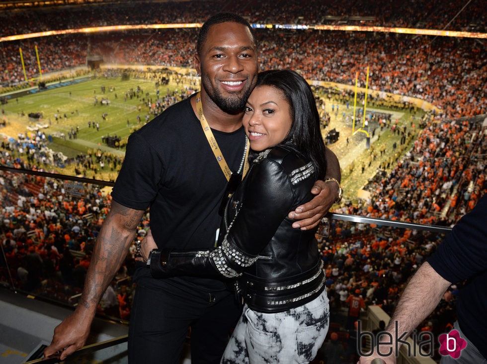 Taraji P. Henson y Kelvin Hayden en la Super Bowl 2016