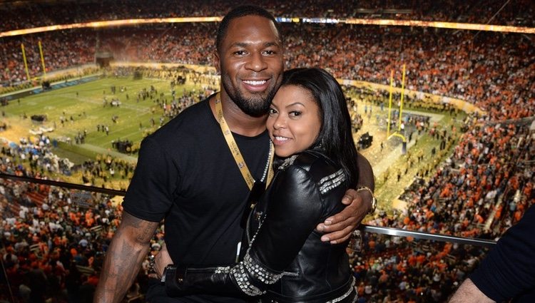 Taraji P. Henson y Kelvin Hayden en la Super Bowl 2016