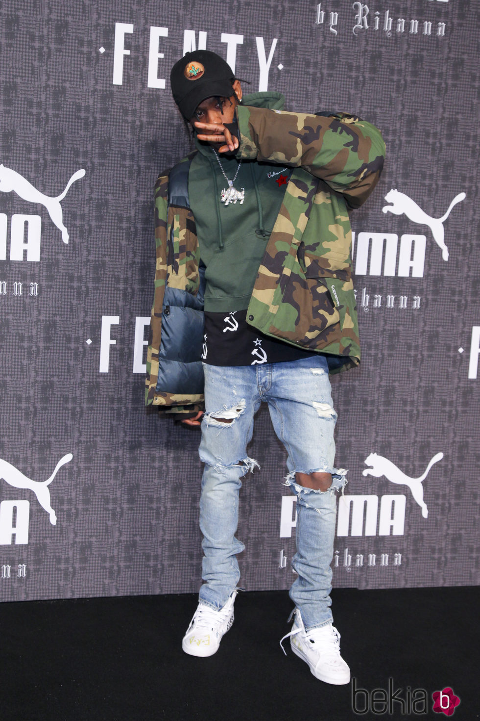 Travis Scott en la presentación de 'Fenty Puma' de Rihanna