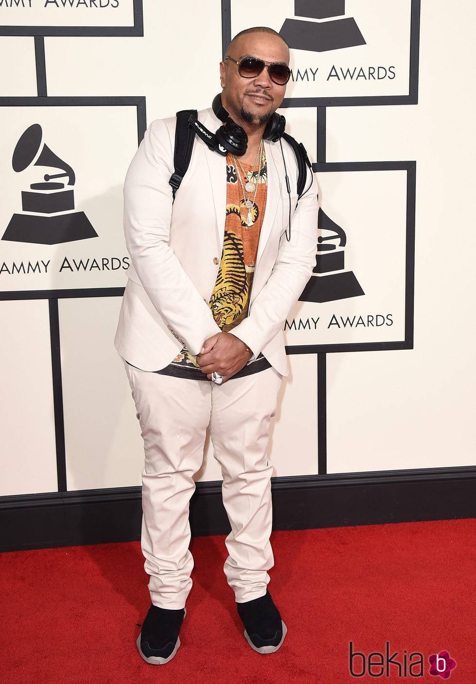 Timbaland en la alfombra roja de los Premios Grammy 2016