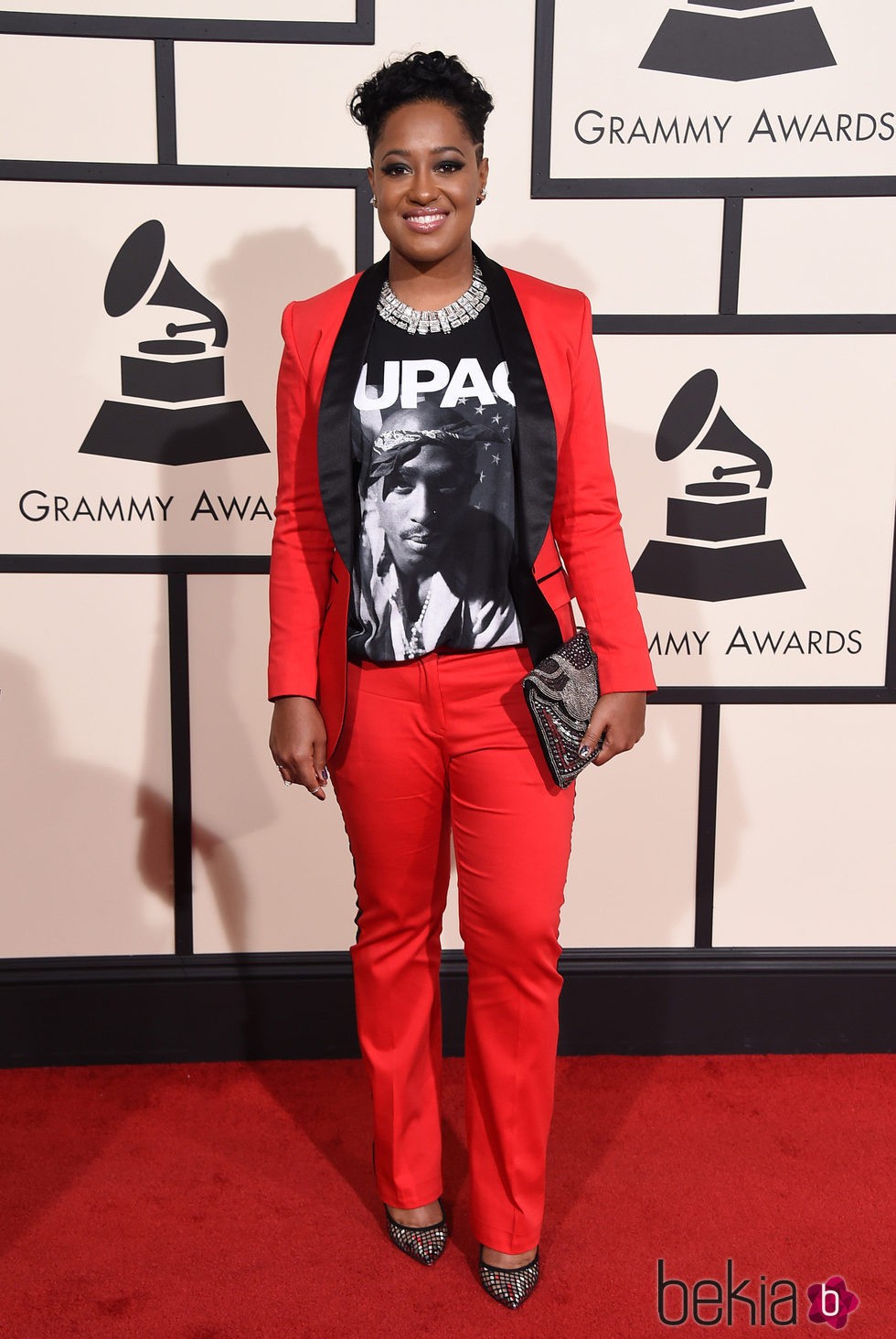 Rapsody en la alfombra roja de los Premios Grammy 2016