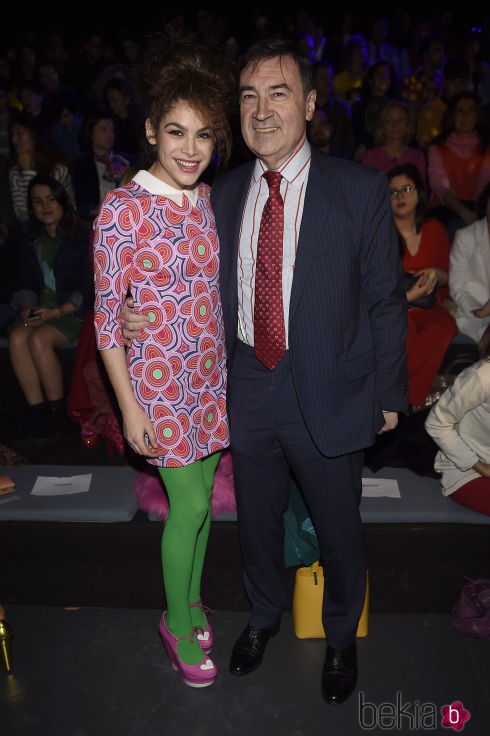 Pedro J. Ramírez y Cósima Ramírez en el desfile de Ágatha Ruiz de la Prada en Madrid Fashion Week otoño/invierno 2016/2017