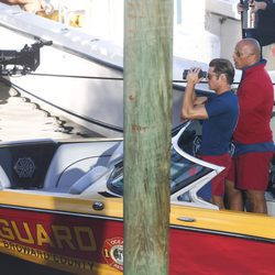 Zac Efron y Dwayne Johnson en el rodaje de 'Los vigilantes de la playa' 