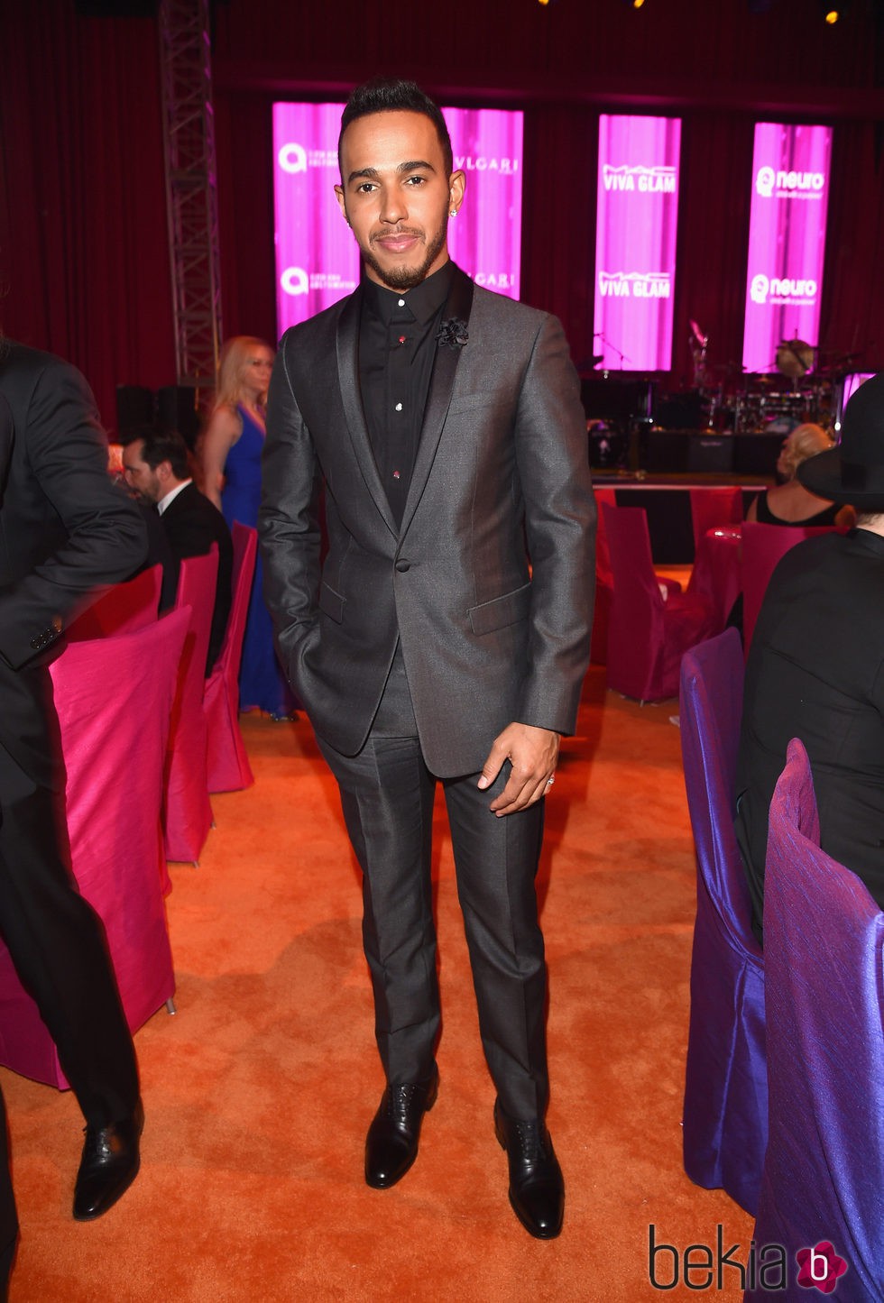 Lewis Hamilton en la fiesta de Elton John tras los Oscar 2016