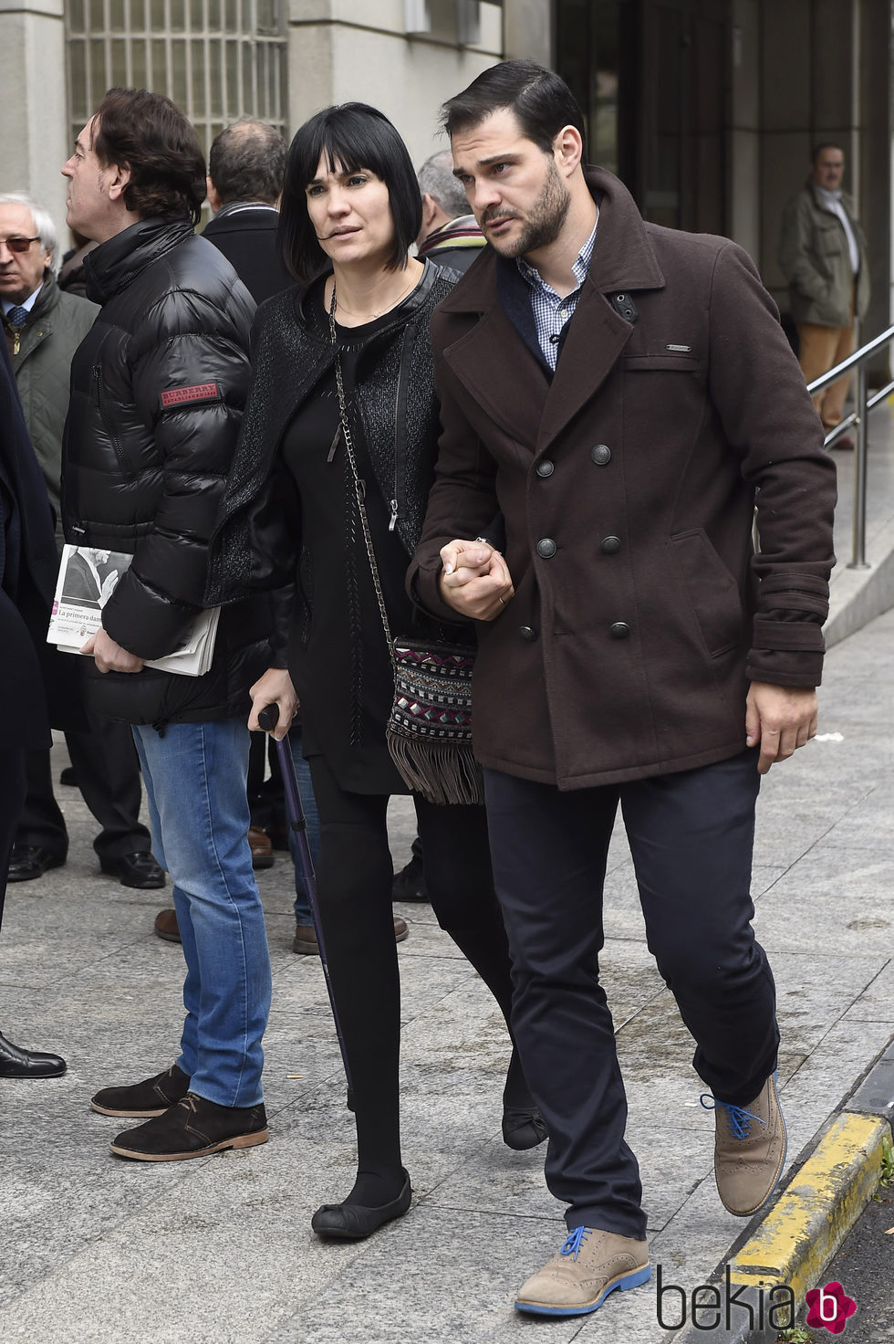 Irene Villa y Juan Pablo Lauro en la capilla ardiente del periodista Gaspar Rosety