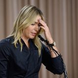 María Sharapova en la comparecencia anunciando su positivo en el control antidopaje