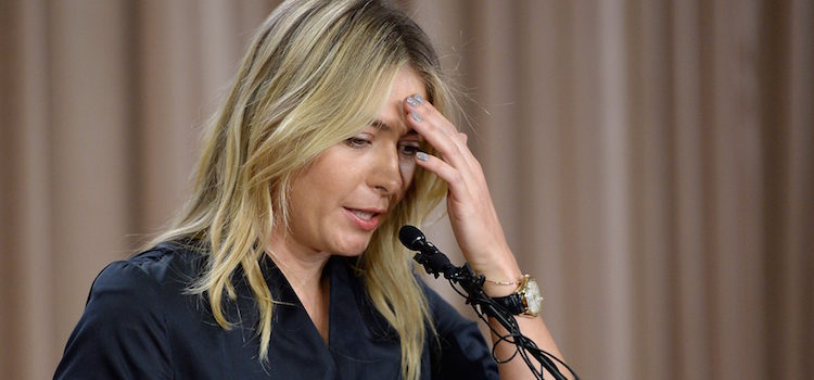 María Sharapova en la comparecencia anunciando su positivo en el control antidopaje