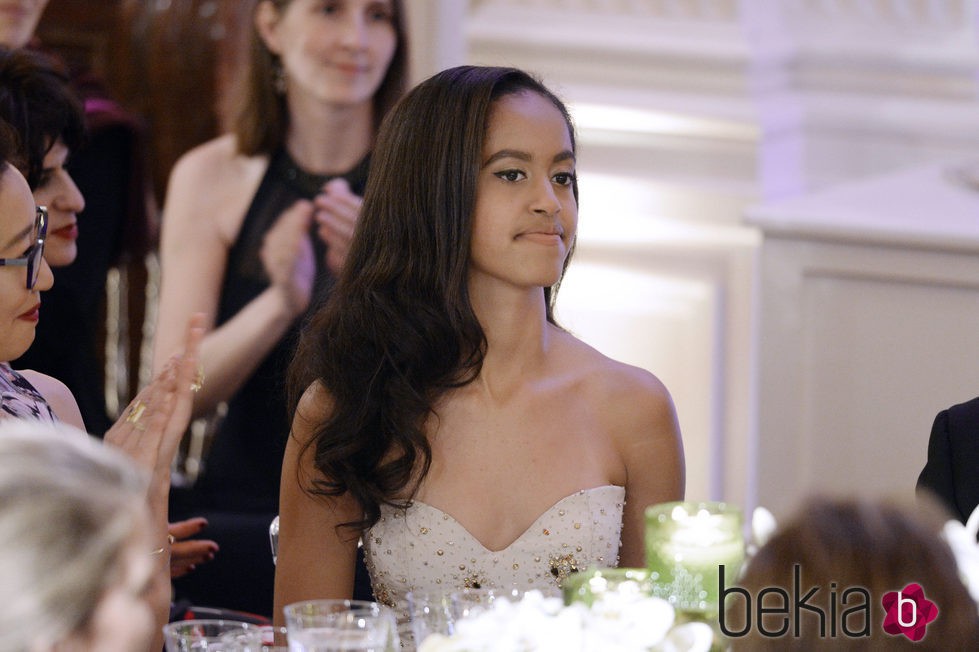 Malia Obama en la cena de gala ofrecida en la Casa Blanca al Primer Ministro de Canadá