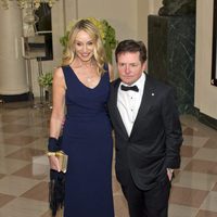 Michael J. Fox y Tracy Pollan en la cena de gala ofrecida en la Casa Blanca al Primer Ministro de Canadá