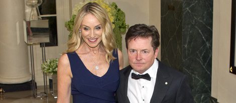 Michael J. Fox y Tracy Pollan en la cena de gala ofrecida en la Casa Blanca al Primer Ministro de Canadá