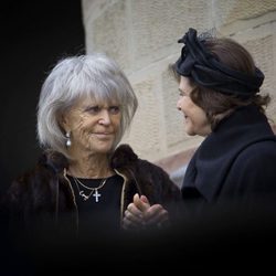 Brígida de Suecia y la Reina Silvia de Suecia en el funeral de Juan Jorge de Hohenzollern-Sigmaringen