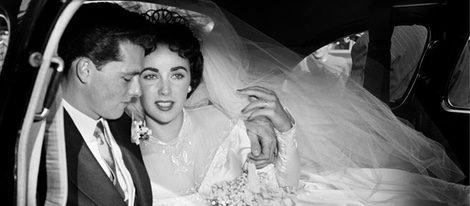 Elizabeth Taylor el día de su boda con su primer marido Nicky Hilton