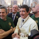 Antonio Banderas participando en las procesiones de la Semana Santa de Málaga 2016