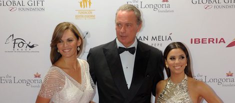 Fabiola Martínez, Bertín Osborne y Eva Longoria en la Global Gift Gala 2014