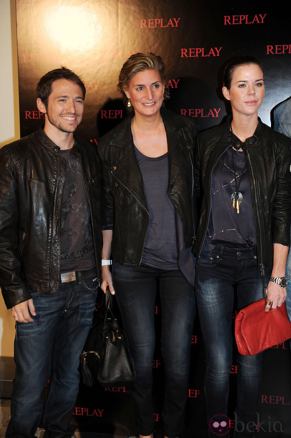 Manuel Martos, Amelia Bono y María Zurita en la inauguración de la tienda Replay de Barcelona