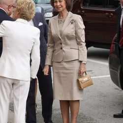 La Reina Sofía en un encuentro con la comunidad española en Miami