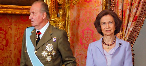 Los Reyes Juan Carlos y Sofía en el Palacio Real el Día de la Hispanidad