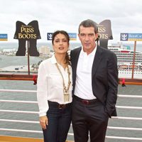 Salma Hayek y Antonio Banderas promocionan 'El Gato con Botas' en Miami