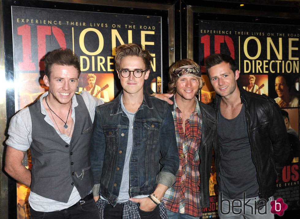 McFly (Tom Fletcher, Dougie Poynter, Danny Jones y Harry Judd) en el estreno en Londres de 'One Direction: This is us 3D'