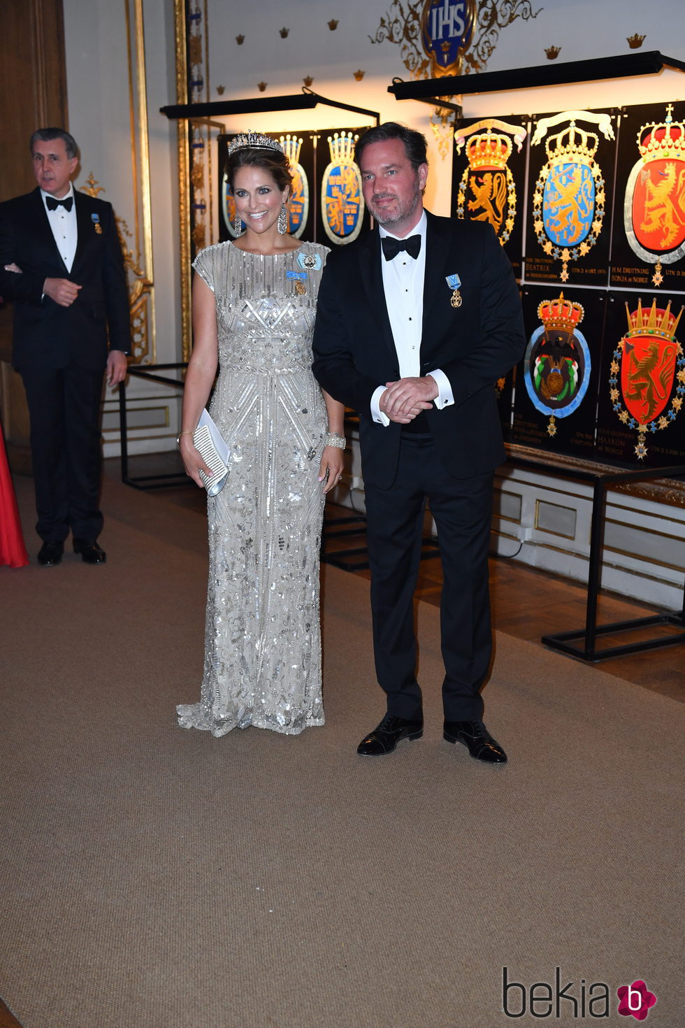 La Princesa Magdalena de Suecia y Chris ONeill  en la cena de gala en el 70 cumpleaños del Rey Gustavo de Suecia