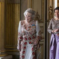 La Princesa Beatriz de Holanda en la cena de gala en el 70 cumpleaños del Rey Gustavo de Suecia