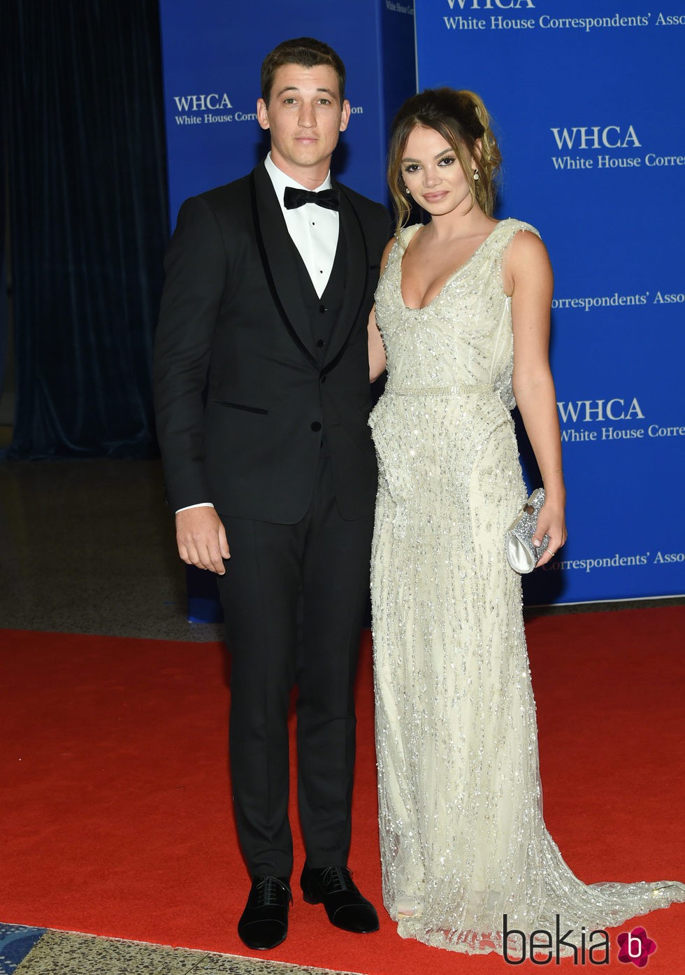 Miles Teller y  Keleigh Sperry en la Fiesta de Corresponsales 2016 en la Casa Blanca