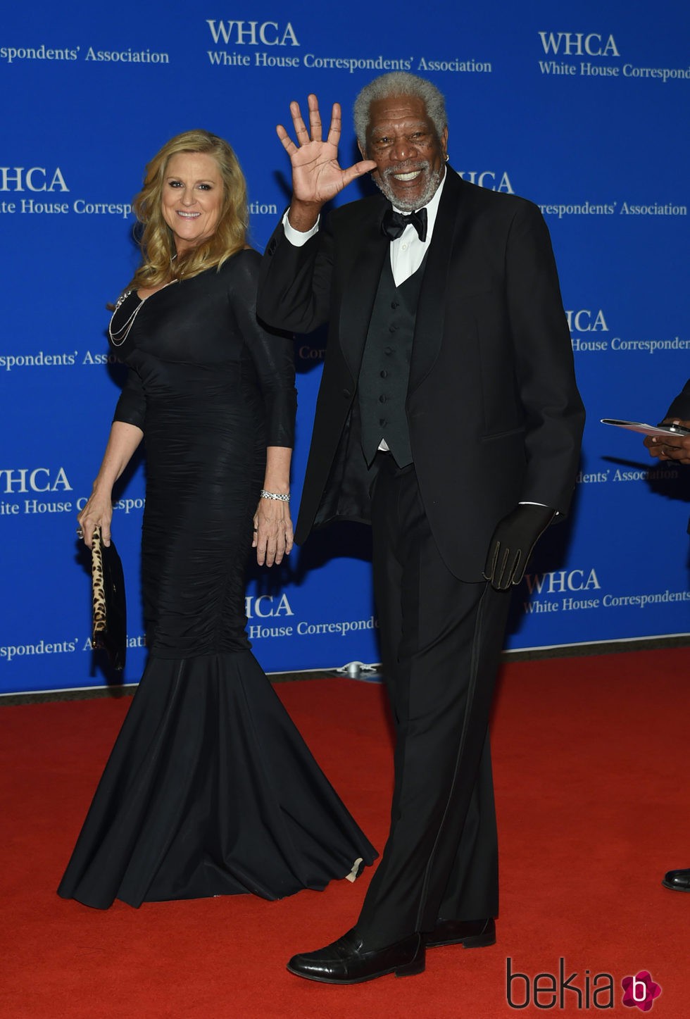 Lori McCreary y Morgan Freeman  en la Fiesta de Corresponsales 2016 en la Casa Blanca