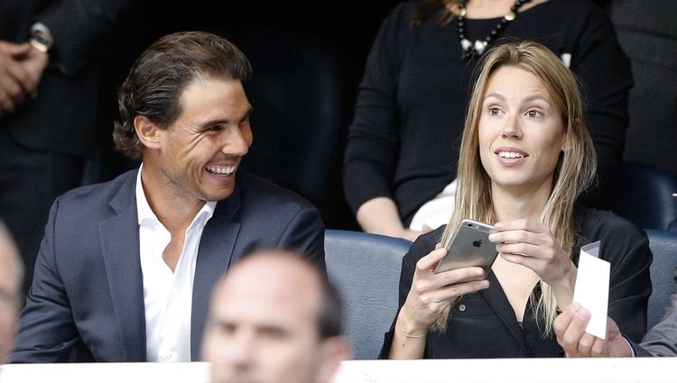 Rafa Nadal y su hermana Maribel en el partido de Champions Real  Madrid-Manchester City