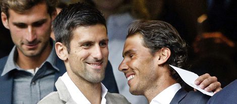 Novak Djokovic y Rafa Nadal en el partido de Champions Real  Madrid-Manchester City