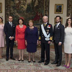 La Familia Real Sueca con la presidenta de Chile, Michelle Bachelet