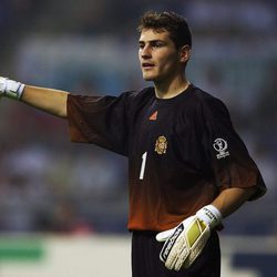 Iker Casillas en uno de los partido de la Copa del Mundo 2002 en Corea del Sur