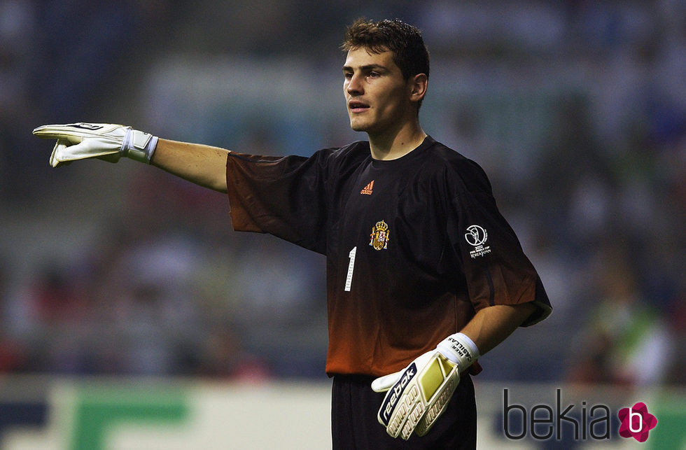 Iker Casillas en uno de los partido de la Copa del Mundo 2002 en Corea del Sur