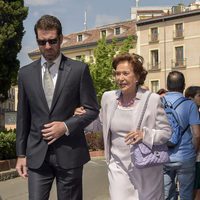 Carmen Franco Polo durante la comunión de Eugenia de Borbón en Madrid