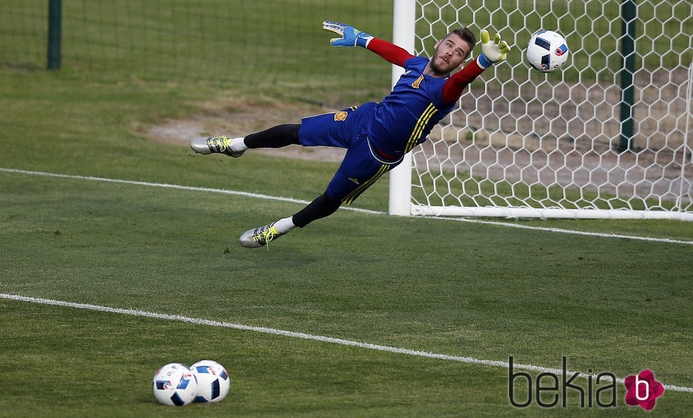 David de Gea en los entrenamientos de preparación de la Eurocopa 2016